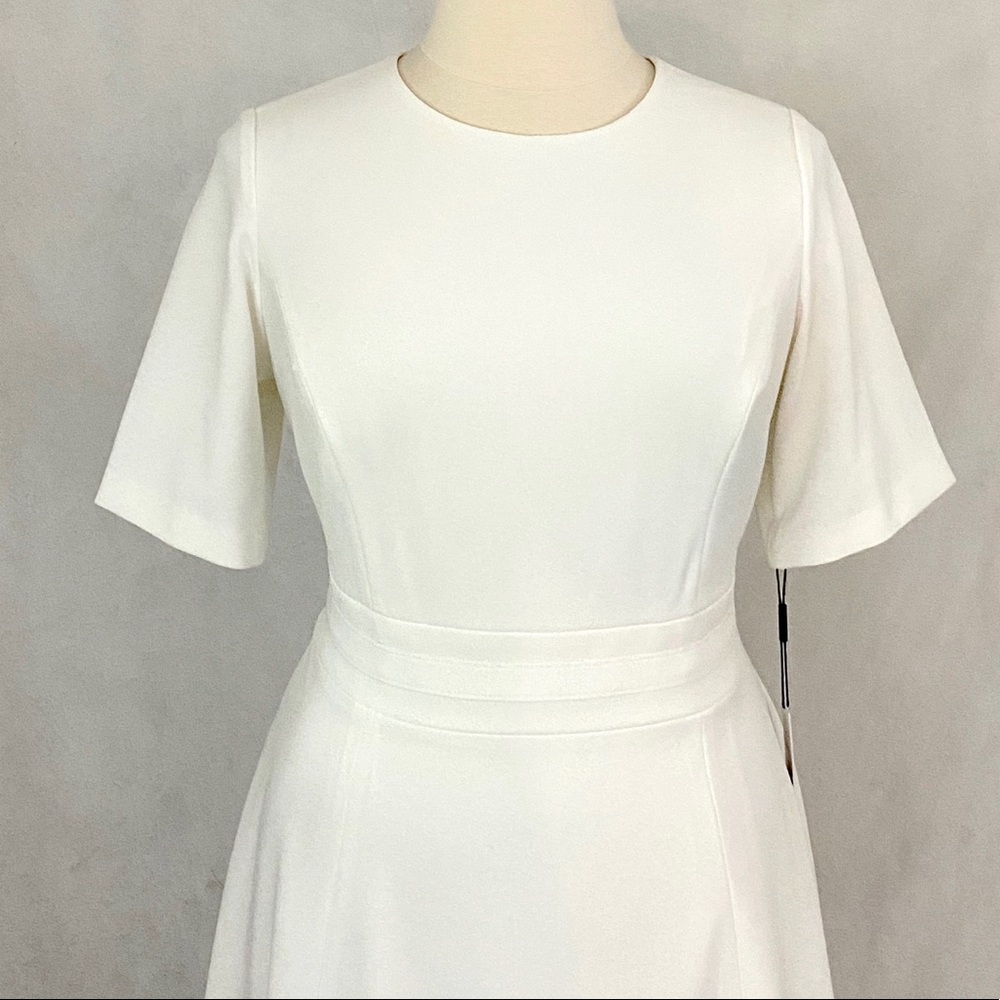 Calvin Klein Short Sleeve Ivory Illusion Dress - Picture 5 of 12